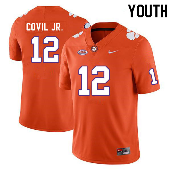 Youth #12 Sherrod Covil Jr. Clemson Tigers College Football Jerseys Sale-Orange - Click Image to Close